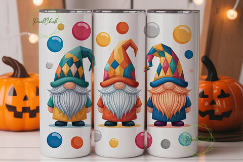 Colorful Geometric Gnome 20oz Tumbler Sublimation PixelChick 