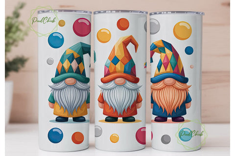 Colorful Geometric Gnome 20oz Tumbler Sublimation PixelChick 