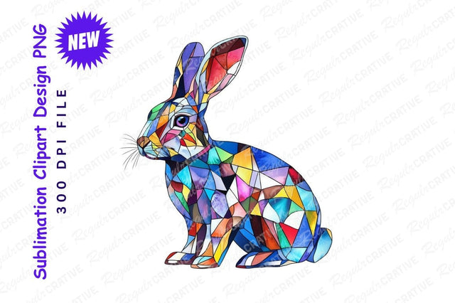 Colorful Geometric Rabbit Art Clipart Png Sublimation Regulrcrative 