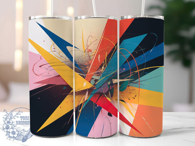 Colorful Geometric Retro Tumbler, Colorful Modern Theme, Seamless Artistic Wrap, Bold Contemporary Design, Vibrant Geometry Motif, Trendy Minimalist Print, Playful Retro Shapes, 20Oz Tumbler, Sublimation Sublimation ToriDesigns 