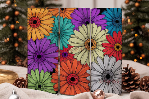 Colorful Gerbera Daisies 20oz Tumbler Sublimation DesignSVG 