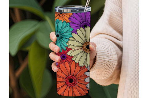 Colorful Gerbera Daisies 20oz Tumbler Sublimation DesignSVG 