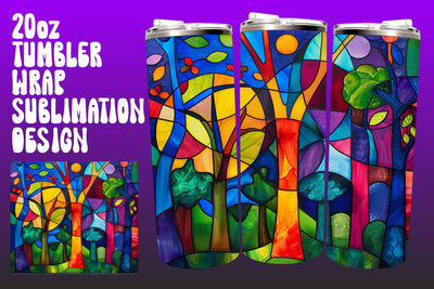 Colorful Glass Tree 3D Wrap PNG Sublimation afrosvg 