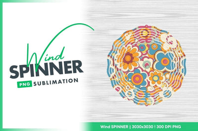 Colorful groovy floral pattern wind spinner round png Sublimation Regulrcrative 