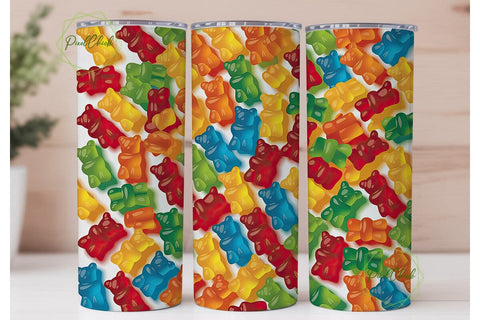 Colorful Gummy Bear 20oz Tumbler Wrap Sublimation PixelChick 