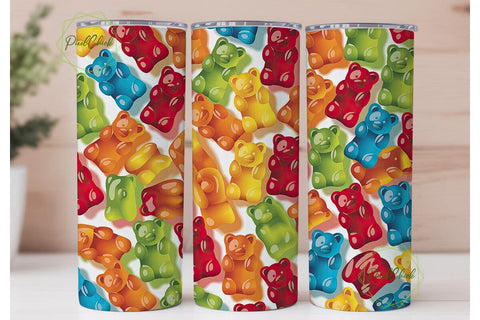 Colorful Gummy Bear 20oz Tumbler Wrap Sublimation PixelChick 