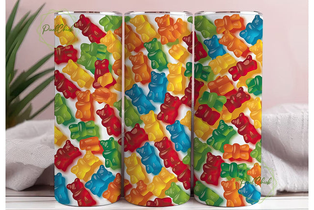 Colorful Gummy Bear 20oz Tumbler Wrap Sublimation PixelChick 