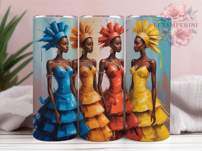 Colorful Headwrap African Women Tumbler, Afrocentric Portrait, Colorful Headwraps, Tribal Style, Tumbler Wrap, Sublimation Design, 20oz Tumbler Sublimation Li Zamperini 