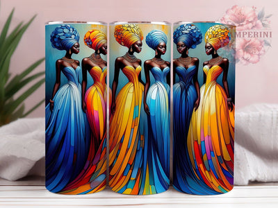 Colorful Headwrap African Women Tumbler, Afrocentric Portrait, Colorful Headwraps, Tribal Style, Tumbler Wrap, Sublimation Design, 20oz Tumbler Sublimation Li Zamperini 