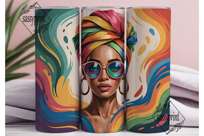 Colorful Headwrap Queen 20oz Tumbler Sublimation sassyprint 