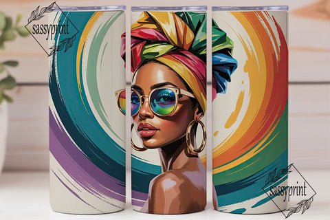 Colorful Headwrap Queen 20oz Tumbler Sublimation sassyprint 