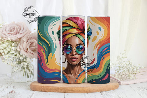 Colorful Headwrap Queen 20oz Tumbler Sublimation sassyprint 