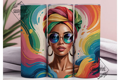 Colorful Headwrap Queen 20oz Tumbler Sublimation sassyprint 