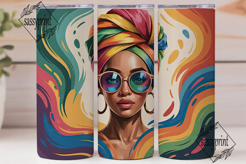 Colorful Headwrap Queen 20oz Tumbler Sublimation sassyprint 