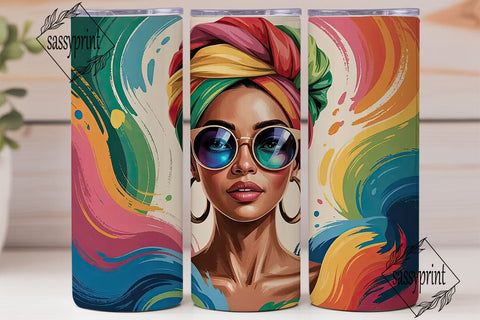 Colorful Headwrap Queen 20oz Tumbler Sublimation sassyprint 