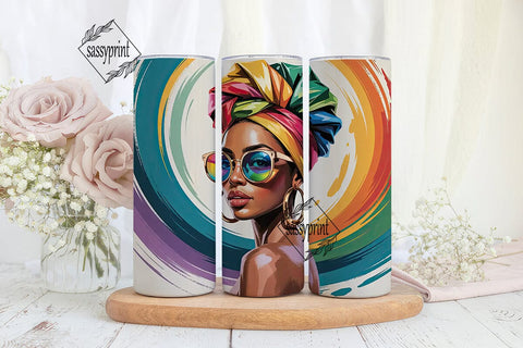 Colorful Headwrap Queen 20oz Tumbler Sublimation sassyprint 
