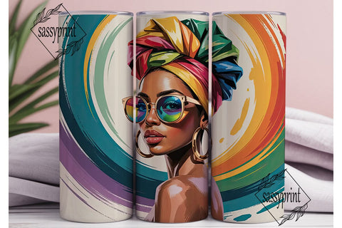 Colorful Headwrap Queen 20oz Tumbler Sublimation sassyprint 