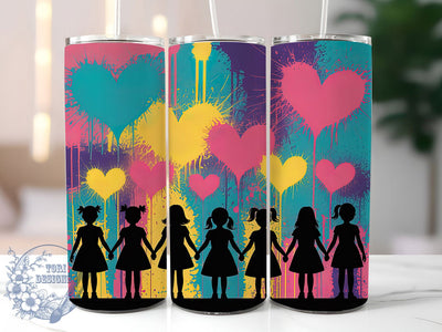Colorful Heart Silhouettes Tumbler, Heart Silhouettes, Vibrant Design, Love Theme, Tumbler Wrap, Sublimation Design, 20oz Tumbler Sublimation ToriDesigns 