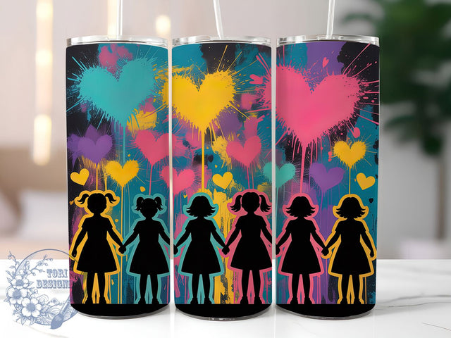 Colorful Heart Silhouettes Tumbler, Heart Silhouettes, Vibrant Design, Love Theme, Tumbler Wrap, Sublimation Design, 20oz Tumbler Sublimation ToriDesigns 