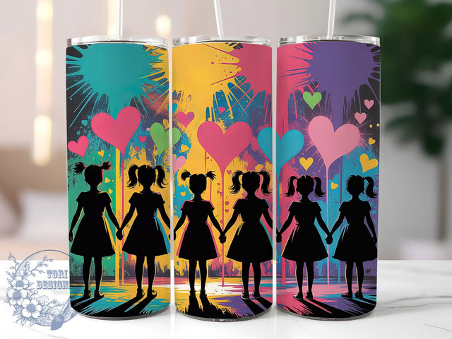 Colorful Heart Silhouettes Tumbler, Heart Silhouettes, Vibrant Design, Love Theme, Tumbler Wrap, Sublimation Design, 20oz Tumbler Sublimation ToriDesigns 