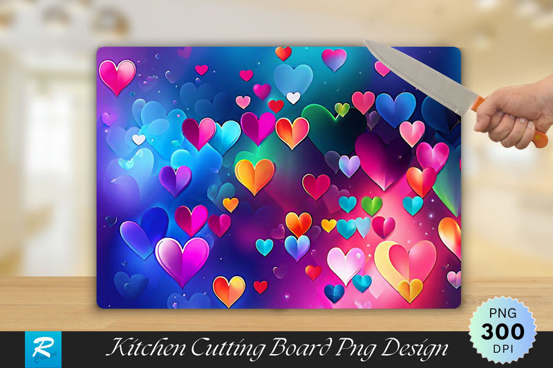 Colorful Hearts Cutting Board Sublimation Regulrcrative 
