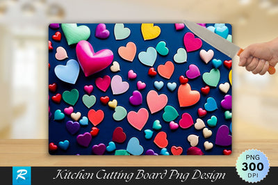 Colorful Hearts Cutting Board Sublimation Regulrcrative 