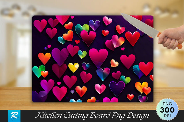 Colorful Hearts Cutting Board Sublimation Regulrcrative 
