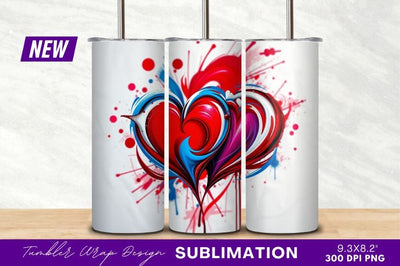 Colorful Hearts Splatter Graphic Design Tumbler Png Sublimation Regulrcrative 