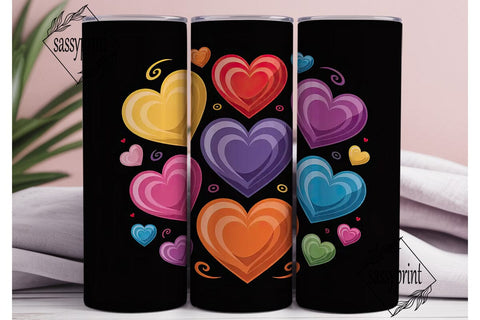 Colorful Hearts Tumbler Wrap Sublimation sassyprint 