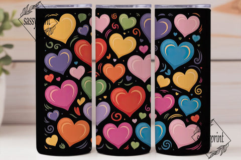 Colorful Hearts Tumbler Wrap Sublimation sassyprint 
