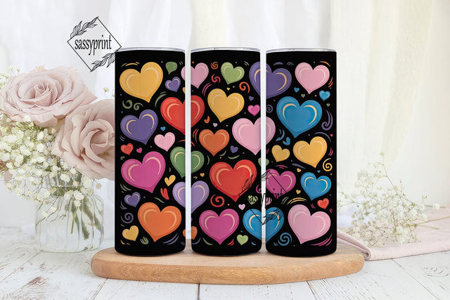 Colorful Hearts Tumbler Wrap Sublimation sassyprint 