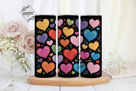 Colorful Hearts Tumbler Wrap Sublimation sassyprint 