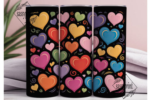 Colorful Hearts Tumbler Wrap Sublimation sassyprint 