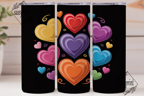 Colorful Hearts Tumbler Wrap Sublimation sassyprint 