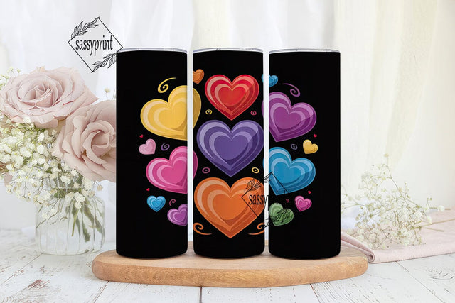 Colorful Hearts Tumbler Wrap Sublimation sassyprint 