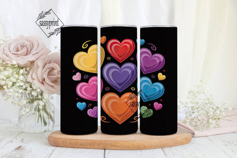 Colorful Hearts Tumbler Wrap Sublimation sassyprint 