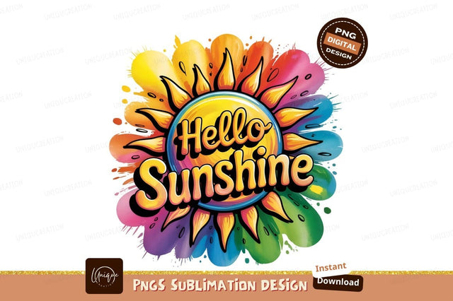 Colorful Hello Sunshine Flower Vector Illustration Design Sublimation Designangry 