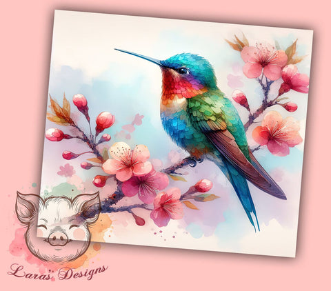 Colorful Humming Bird 20oz Tumbler Png, Straight & Tapered Tumbler Png, Watercolor Hummingbird Tumbler Png, Digital Download PNG Sublimation Lara' s Designs 