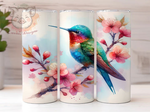Colorful Humming Bird 20oz Tumbler Png, Straight & Tapered Tumbler Png, Watercolor Hummingbird Tumbler Png, Digital Download PNG Sublimation Lara' s Designs 