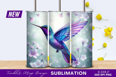 Colorful Hummingbird Flying Among Flowers Tumbler Png Sublimation Regulrcrative 