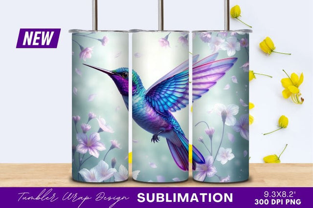 Colorful Hummingbird Flying Among Flowers Tumbler Png Sublimation Regulrcrative 