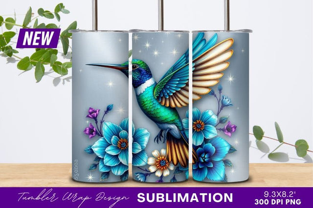 Colorful Hummingbird With Flowers Tumbler Png Sublimation Regulrcrative 