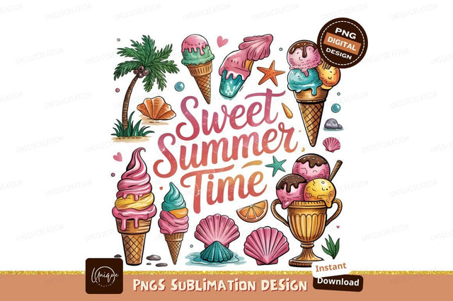 Colorful Ice Cream Summer Beach Sublimation Png Sublimation Designangry 