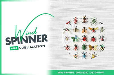 Colorful insect wind spinner round design Sublimation Regulrcrative 
