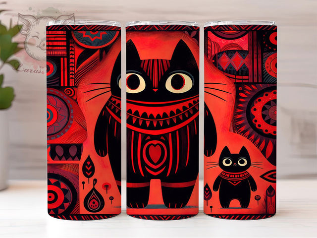 Colorful Japanese Cat Tumbler, Colorful Cat Tumbler, Japanese 20oz Wrap, Sublimation Design, Stylish Gift Idea, Artistic Cat Wrap, Museum Quality Tumbler Sublimation Lara' s Designs 