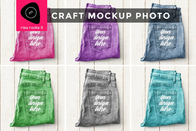 Colorful Jeans Back Pocket Craft JPG Mockup Mock Up Photo Risa Rocks It 
