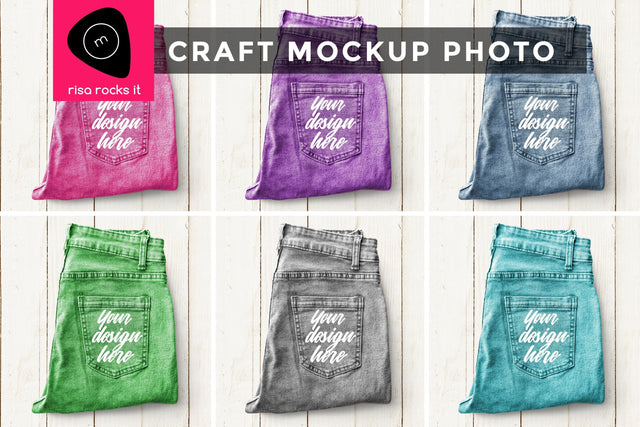 Colorful Jeans Back Pocket Craft JPG Mockup Mock Up Photo Risa Rocks It 