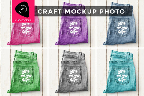 Colorful Jeans Back Pocket Craft JPG Mockup Mock Up Photo Risa Rocks It 