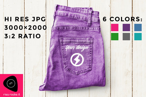 Colorful Jeans Back Pocket Craft JPG Mockup Mock Up Photo Risa Rocks It 