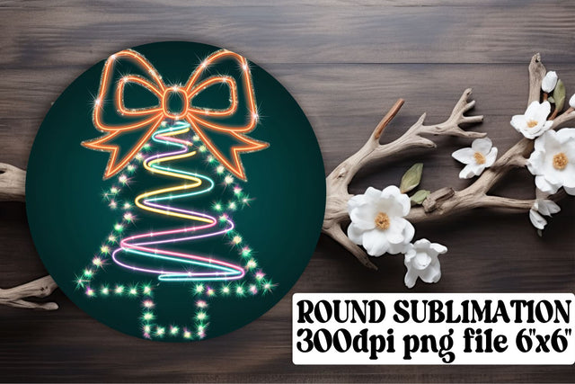 Colorful keychain PNG files, perfect for round designs! , Neon Xmas Sublimation afrosvg 